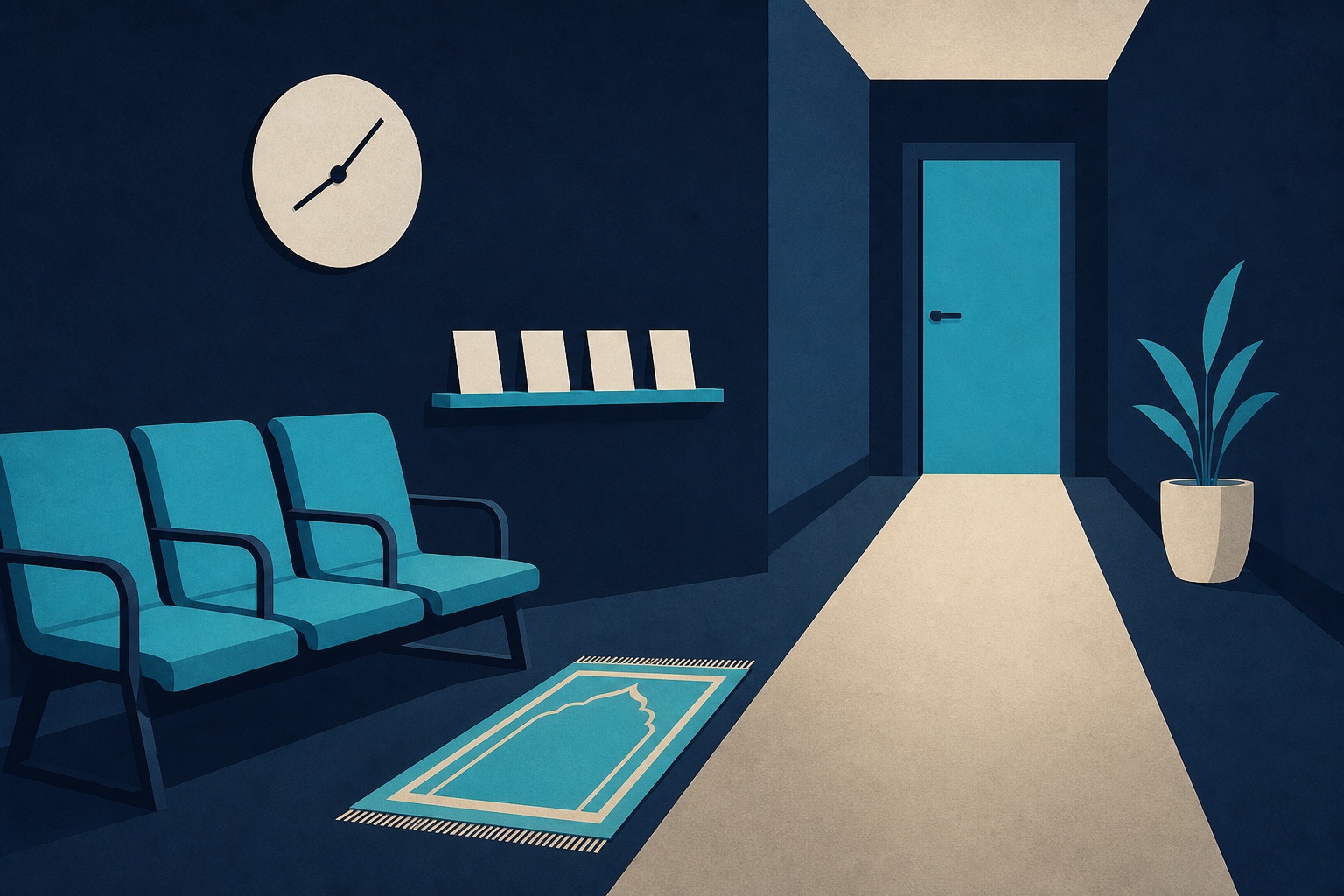 A prayer space can signal more than religious accommodation; it shows that scheduling, waiting, and clinic movement have been designed with predictability.