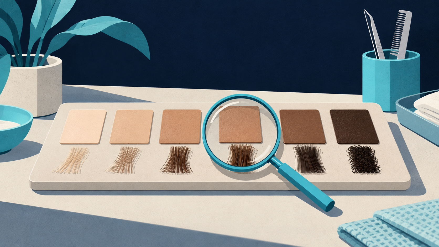 Skin-tone samples paired with different hair textures illustrate why relevant clinical experience provides more useful context than nationality alone.