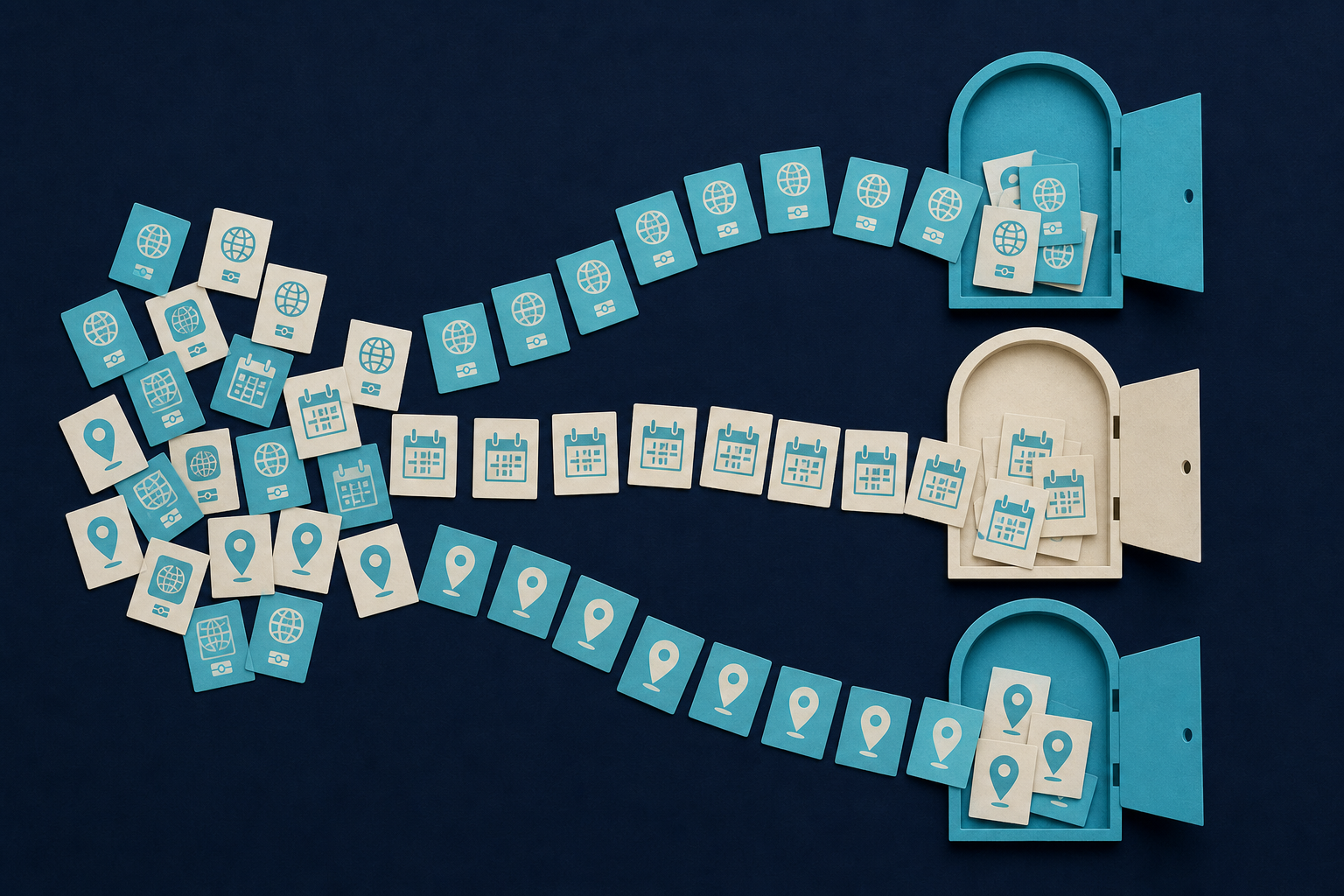 In an AI-query journey, patient constraints combine at once to form the criteria for clinic selection.