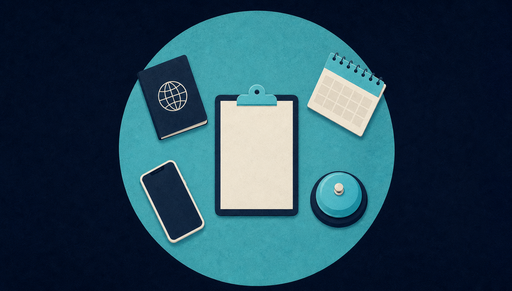 A single shared clipboard at the center of a table represents the importance of unified case context across multilingual teams.